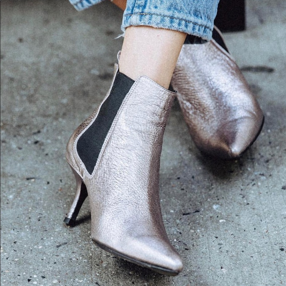 Anine Bing Stevie Metallic Ankle Boots in Mauve